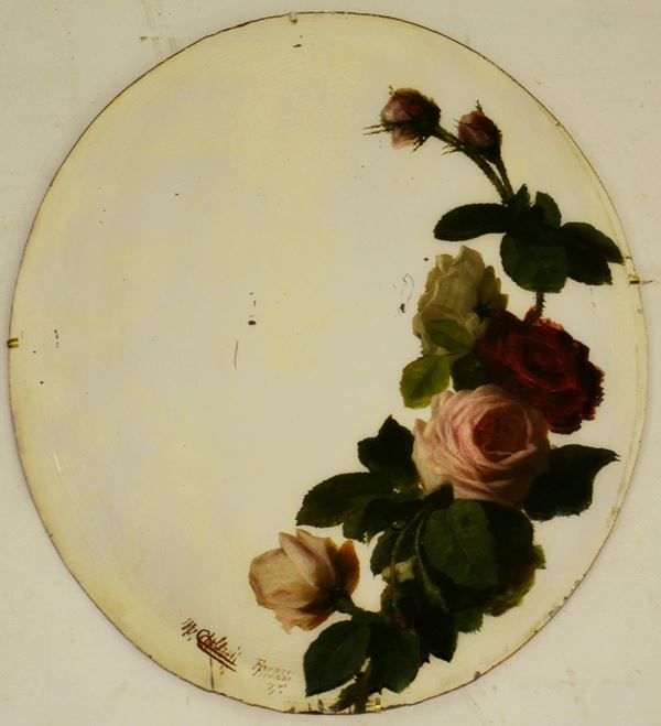 Specchio, sec. XX, decorato con rose,&nbsp;&nbsp;&nbsp;&nbsp;&nbsp;&nbsp;&nbsp;&nbsp;&nbsp;&nbsp;&nbsp;&nbsp;&nbsp;&nbsp;&nbsp;&nbsp;&nbsp;&nbsp;&nbsp;&nbsp;&nbsp;&nbsp;&nbsp;&nbsp;&nbsp;&nbsp;&nbsp;&nbsp;&nbsp;&nbsp;&nbsp;&nbsp;&nbsp;&nbsp;&nbsp;&nbsp;&nbsp;