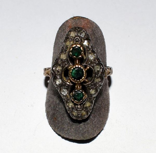 ANELLO, INIZI SEC. XX , IN ORO A BASSO TITOLO,
