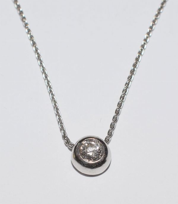  COLLANA GIROCOLLO, PUNTO LUCE IN ORO BIANCO E DIAMANTE