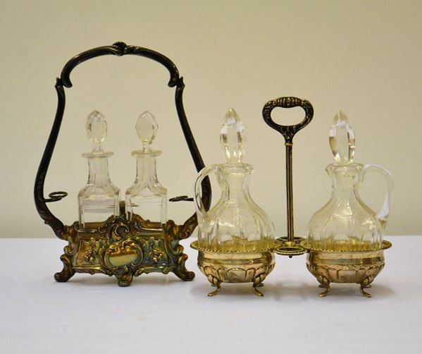 Due oliere, inizi sec. XX, in metallo e argento,  - Asta GIOIELLI, ARREDI D'ANTIQUARIATO, DIPINTI E SCULTURE - Poggio Bracciolini Casa d'Aste