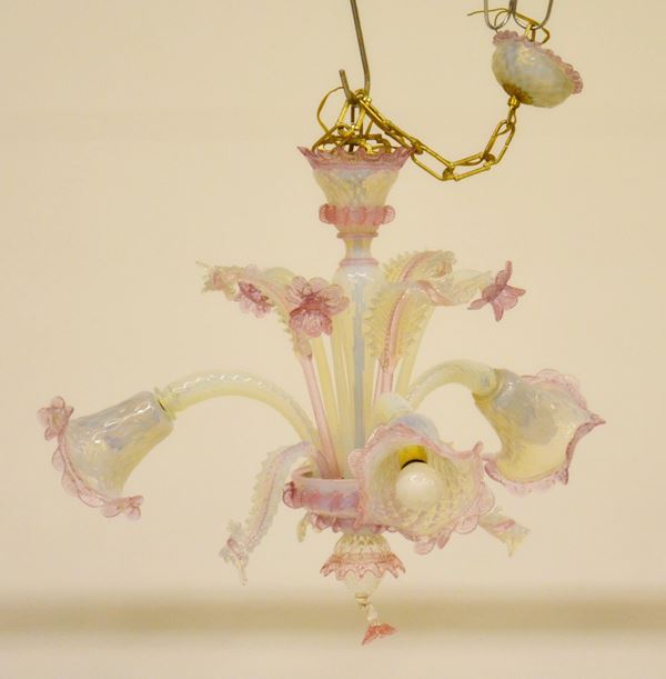 Lampadario, sec. XX, in vetro di Murano,