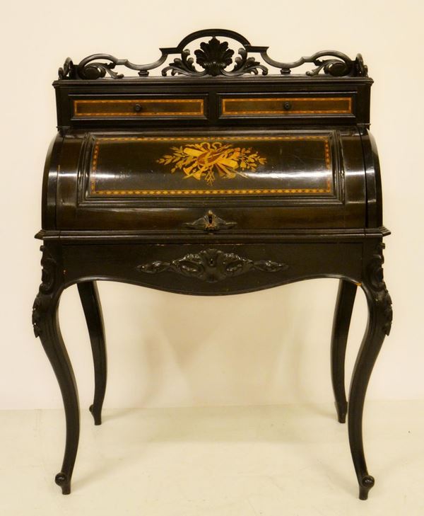Ribaltina, Francia, sec. XIX, in legno ebanizzato  - Asta GIOIELLI, ARREDI D'ANTIQUARIATO, DIPINTI E SCULTURE - Poggio Bracciolini Casa d'Aste