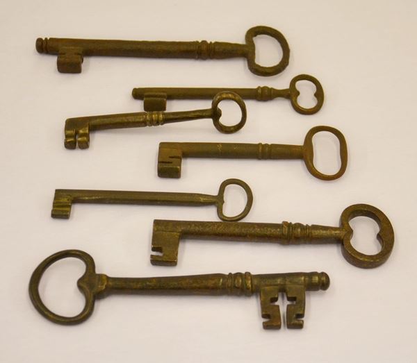 Sette chiavi in ferro, sec. cm XVIII,