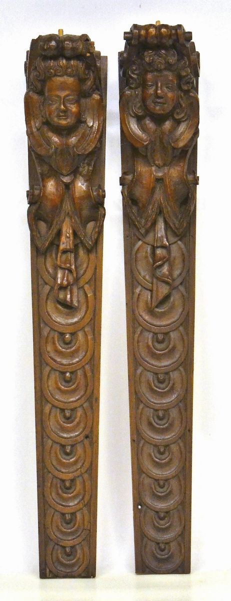 Due lesene, sec. XVIII,  - Asta GIOIELLI, ARREDI D'ANTIQUARIATO, DIPINTI E SCULTURE - Poggio Bracciolini Casa d'Aste