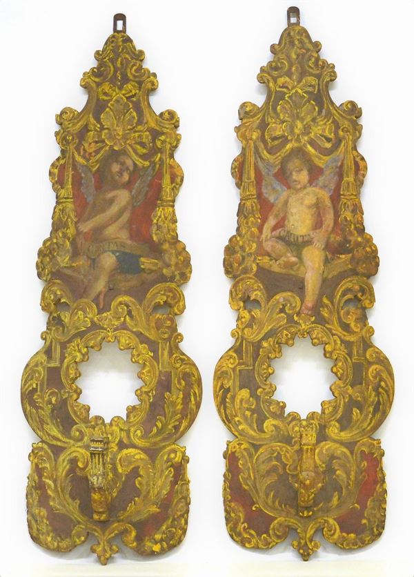 Due&nbsp; appliques a colonna, sec. XIX,