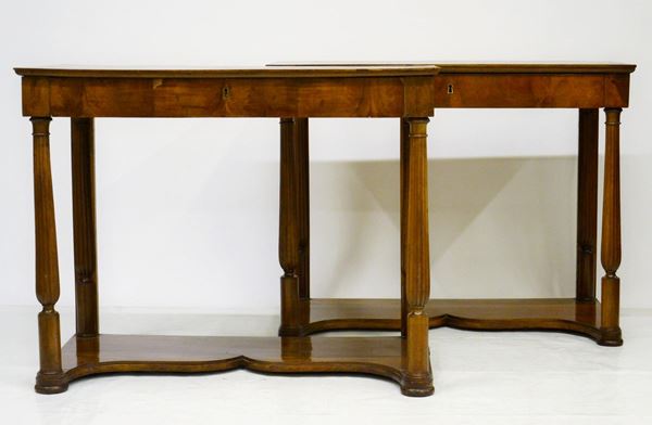 Coppia di consolle, sec. XIX,  - Asta GIOIELLI, ARREDI D'ANTIQUARIATO, DIPINTI E SCULTURE - Poggio Bracciolini Casa d'Aste