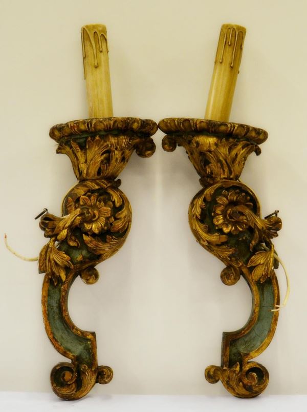Coppia di appliques, sec. XIX,