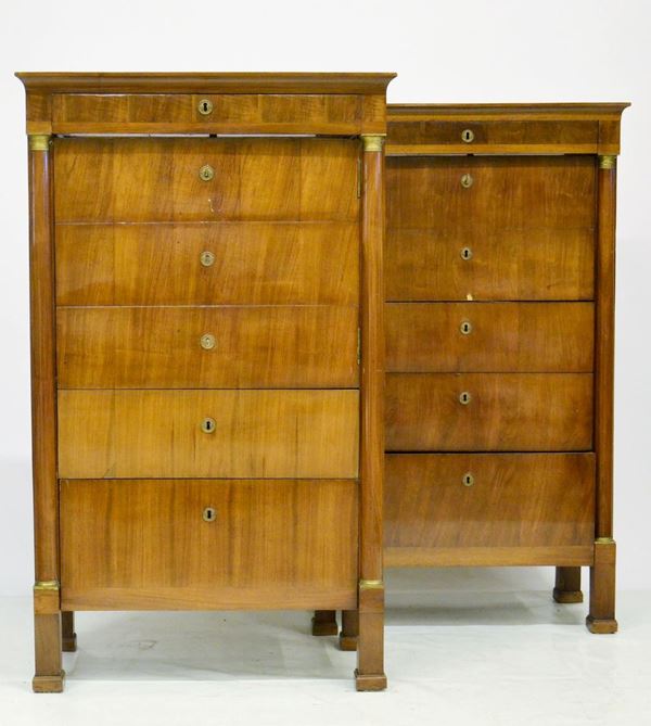Due secretaire, sec. XIX, in noce,  - Asta GIOIELLI, ARREDI D'ANTIQUARIATO, DIPINTI E SCULTURE - Poggio Bracciolini Casa d'Aste