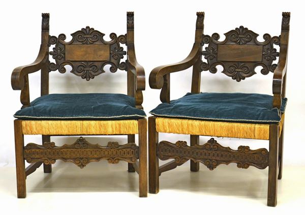 Coppia di poltrone, sec. XIX,