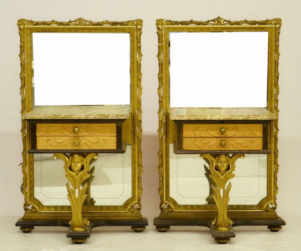 Coppia di comodini, met&agrave; sec. XX,
