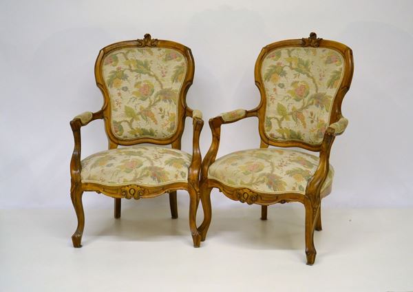 Coppia di poltroncine, sec. XX,