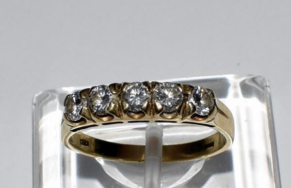 ANELLO, VERETTA , IN ORO GIALLO E DIAMANTI