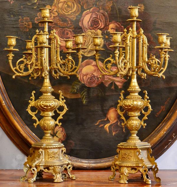 Coppia di candelieri, Francia, sec XX,