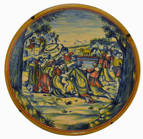 Piatto, sec. XX, in maiolica smaltata  - Asta GIOIELLI, ARGENTI, ARREDI, OGGETTI D'ARTE E DIPINTI - Poggio Bracciolini Casa d'Aste