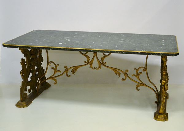 Tavolo, piano in marmo verde