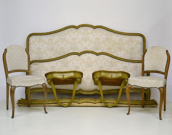 Letto matrimoniale, stile Luigi XV, in legno