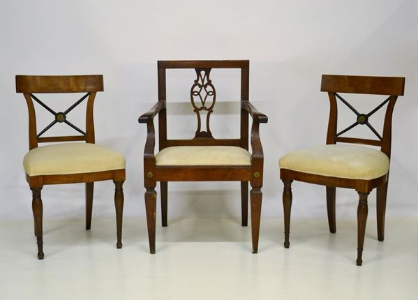 Poltroncina, fine sec. XVIII, in mogano,