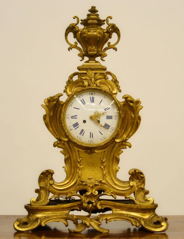 Orologio da tavolo, sec. XIX, in bronzo dorato