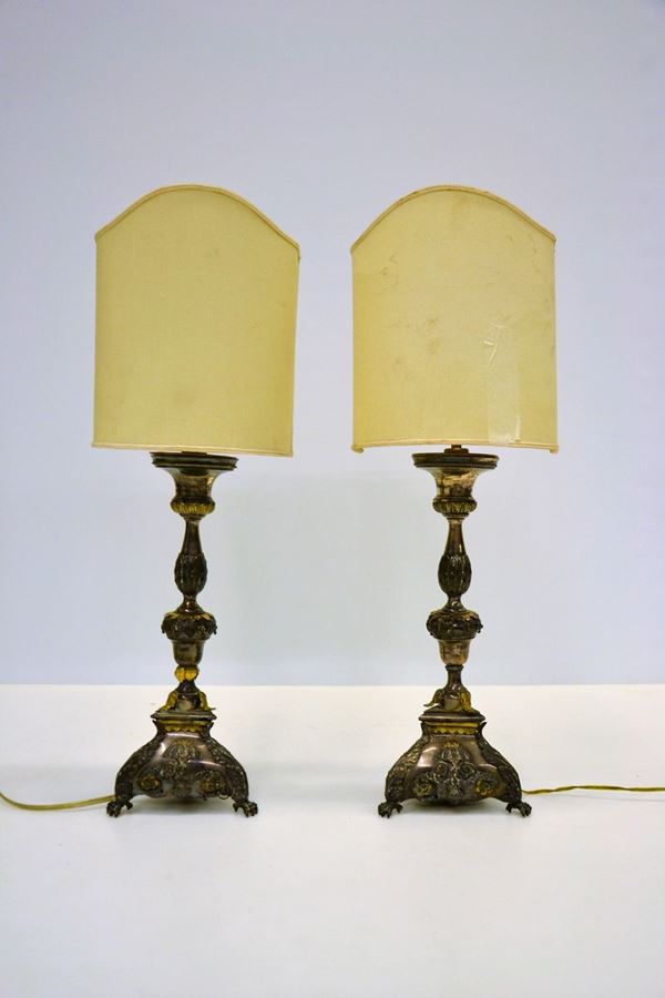 Coppia di candelieri, fine sec XVIII,