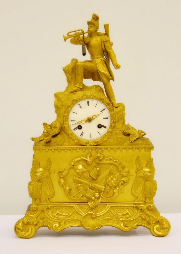 Orologio da tavolo, fine sec. XIX, in bronzo