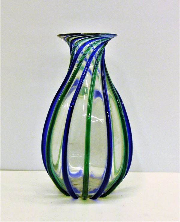Vaso, sec. XX, in vetro di Murano,