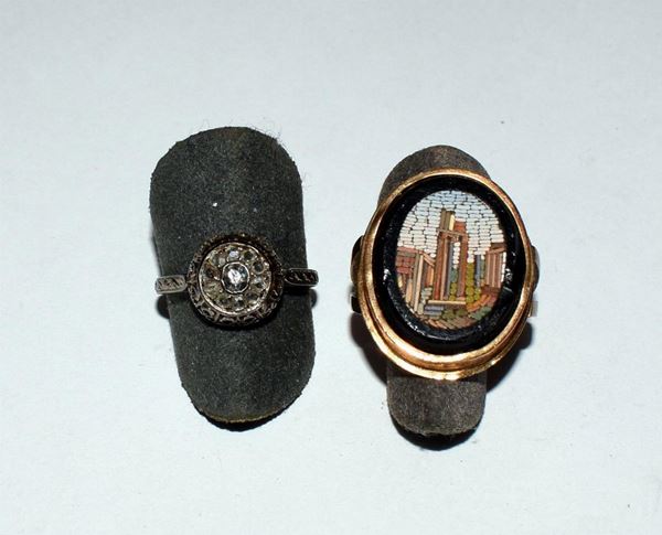 ANELLO IN ORO GIALLO E MOSAICO
