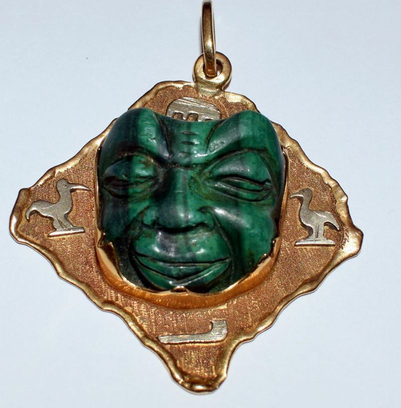 Pendente in Oro Giallo e Malachite