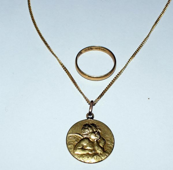 COLLANA, MEDAGLIATTA E FEDE , IN