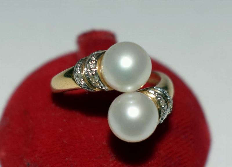 Anello in Oro Giallo , Oro Bianco 14kt,