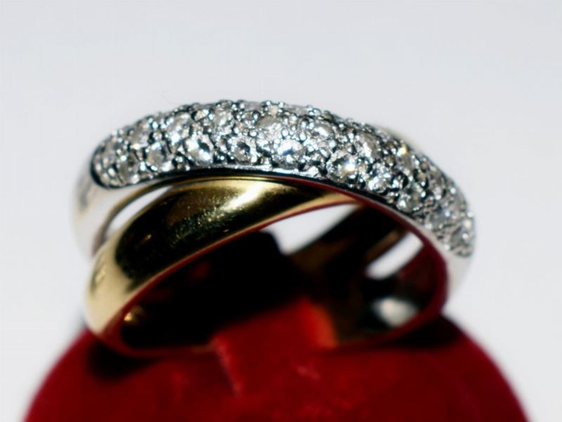 Anello in Oro, Giallo, Oro Bianco e Diamanti