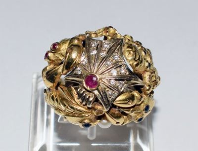 Anello in Oro Giallo, Oro Bianco , Diamanti