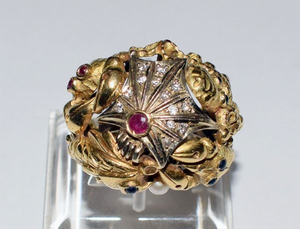 ANELLO IN ORO GIALLO, ORO BIANCO , DIAMANTI