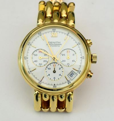 Orologio da Polso con Cronografo Zenith in Oro Giallo