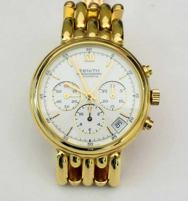 Orologio da Polso con Cronografo Zenith in Oro Giallo