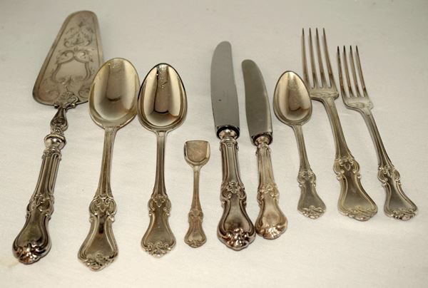SERVITO DI POSATE, SEC. XX                                                  - Asta GIOIELLI, ARREDI D'ANTIQUARIATO, DIPINTI E SCULTURE - Poggio Bracciolini Casa d'Aste