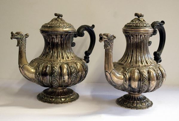 TEIERA E CAFFETTIERA , SEC. XX                                              - Asta GIOIELLI, ARREDI D'ANTIQUARIATO, DIPINTI E SCULTURE - Poggio Bracciolini Casa d'Aste