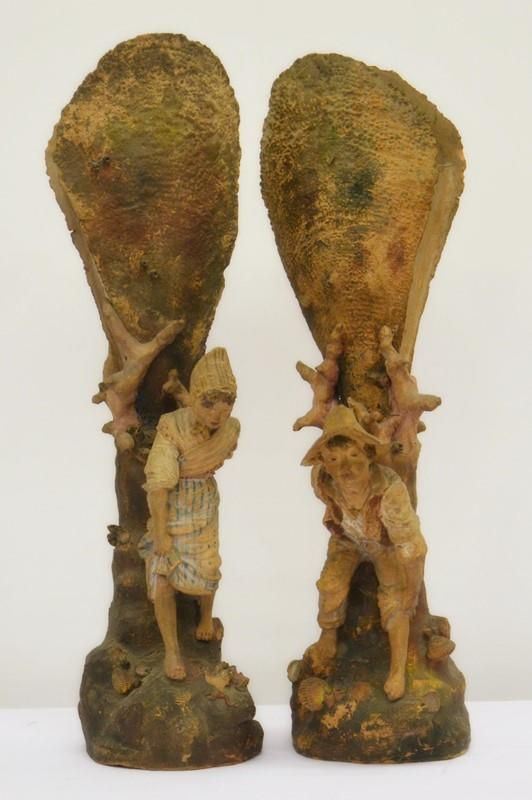 Due Sculture, Fine Sec. XIX, in Terracotta Policroma,