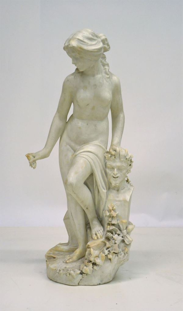 Scultura, in marmo raffigurante Baccante,                         