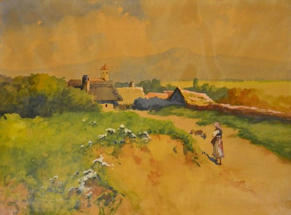 Scuola del sec. XX  - Asta GIOIELLI, ARREDI D'ANTIQUARIATO, DIPINTI E SCULTURE - Poggio Bracciolini Casa d'Aste