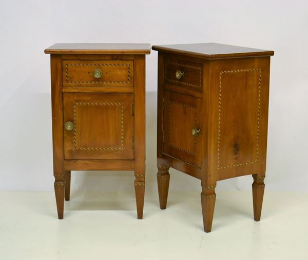 Coppia di comodini, stile Luigi XVI,  - Asta GIOIELLI, ARREDI D'ANTIQUARIATO, DIPINTI E SCULTURE - Poggio Bracciolini Casa d'Aste