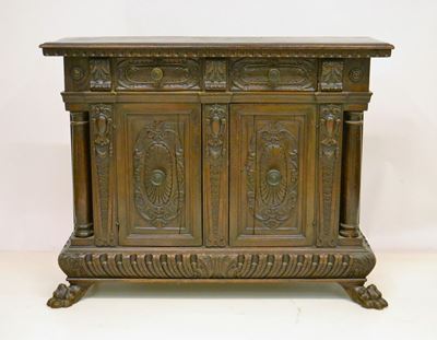 Credenza, Sec. XIX, in Noce Intagliato,