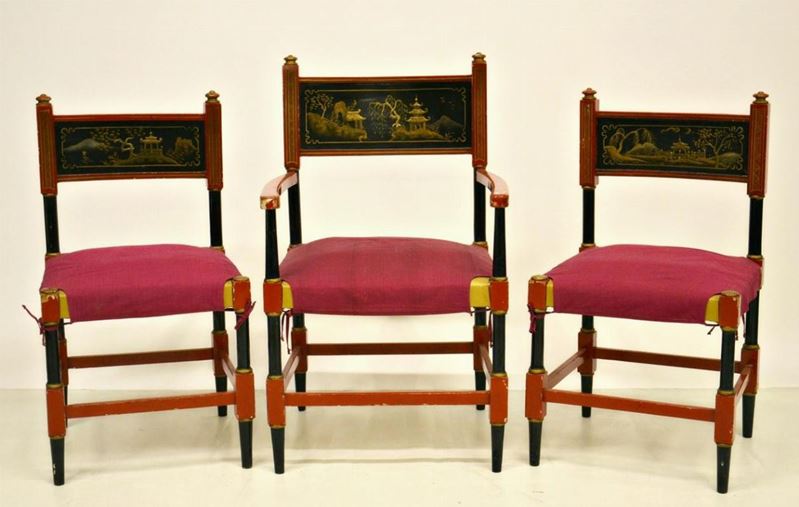 Due Sedie e una Poltroncina, Arte Orientale, Sec. XX,
