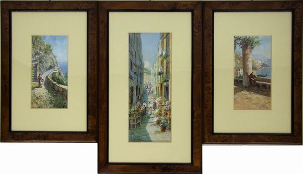 Scuola napoletana, inizi sec. XX  - Asta GIOIELLI, ARREDI D'ANTIQUARIATO, DIPINTI E SCULTURE - Poggio Bracciolini Casa d'Aste