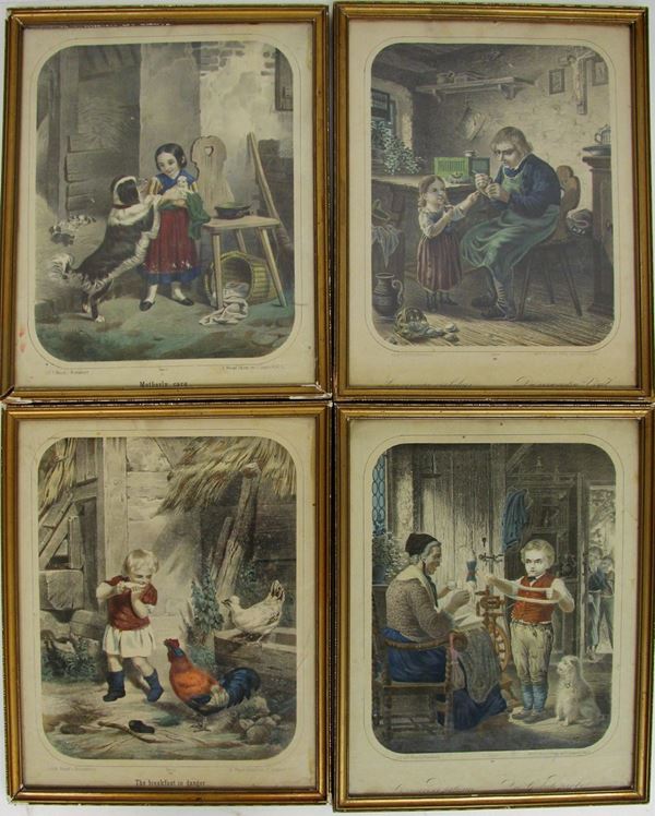 Quattro stampe, Francia, fine sec. XIX,