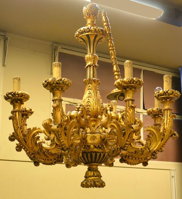 Lampadario, sec. XX,  - Asta GIOIELLI, ARREDI D'ANTIQUARIATO, DIPINTI E SCULTURE - Poggio Bracciolini Casa d'Aste