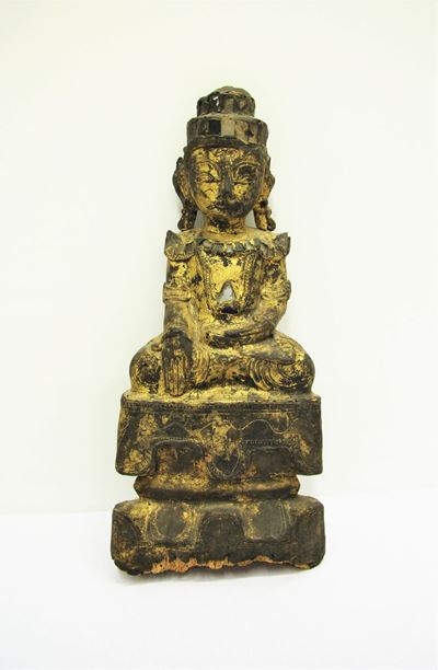 Figura Lignea di Buddha Seduto, Fine Secolo