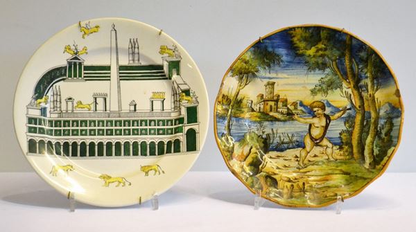 Piatto, manifattura Cantagalli, sec. XIX                      - Asta GIOIELLI, ARREDI D'ANTIQUARIATO, DIPINTI E SCULTURE - Poggio Bracciolini Casa d'Aste