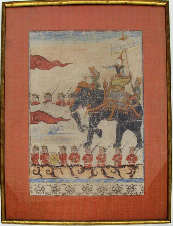 Artista Thai, XIX secolo,  - Asta GIOIELLI, ARREDI D'ANTIQUARIATO, DIPINTI E SCULTURE - Poggio Bracciolini Casa d'Aste