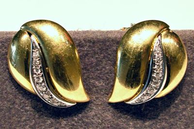 Paio di Orecchini in Oro Giallo, Oro Bianco