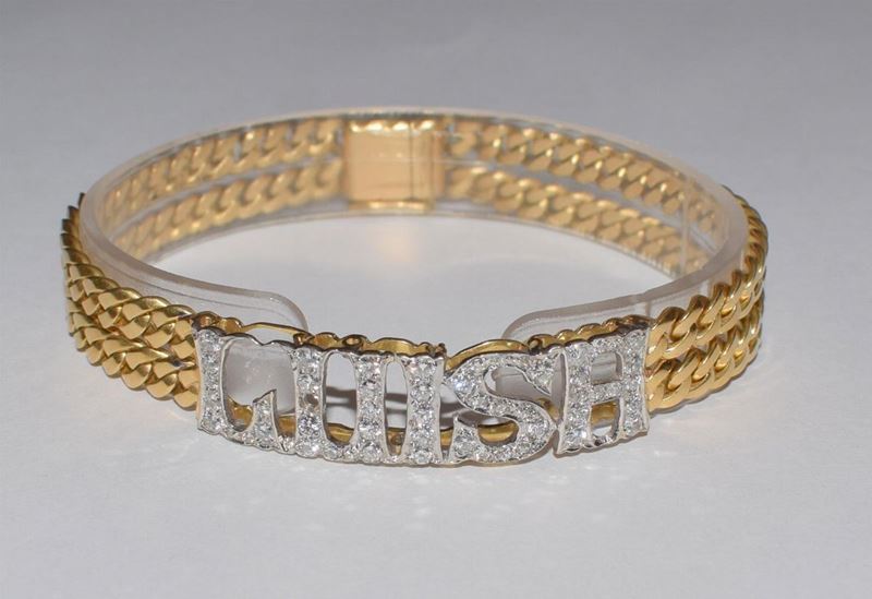 Bracciale in Oro Giallo,oro Bianco e Diamanti